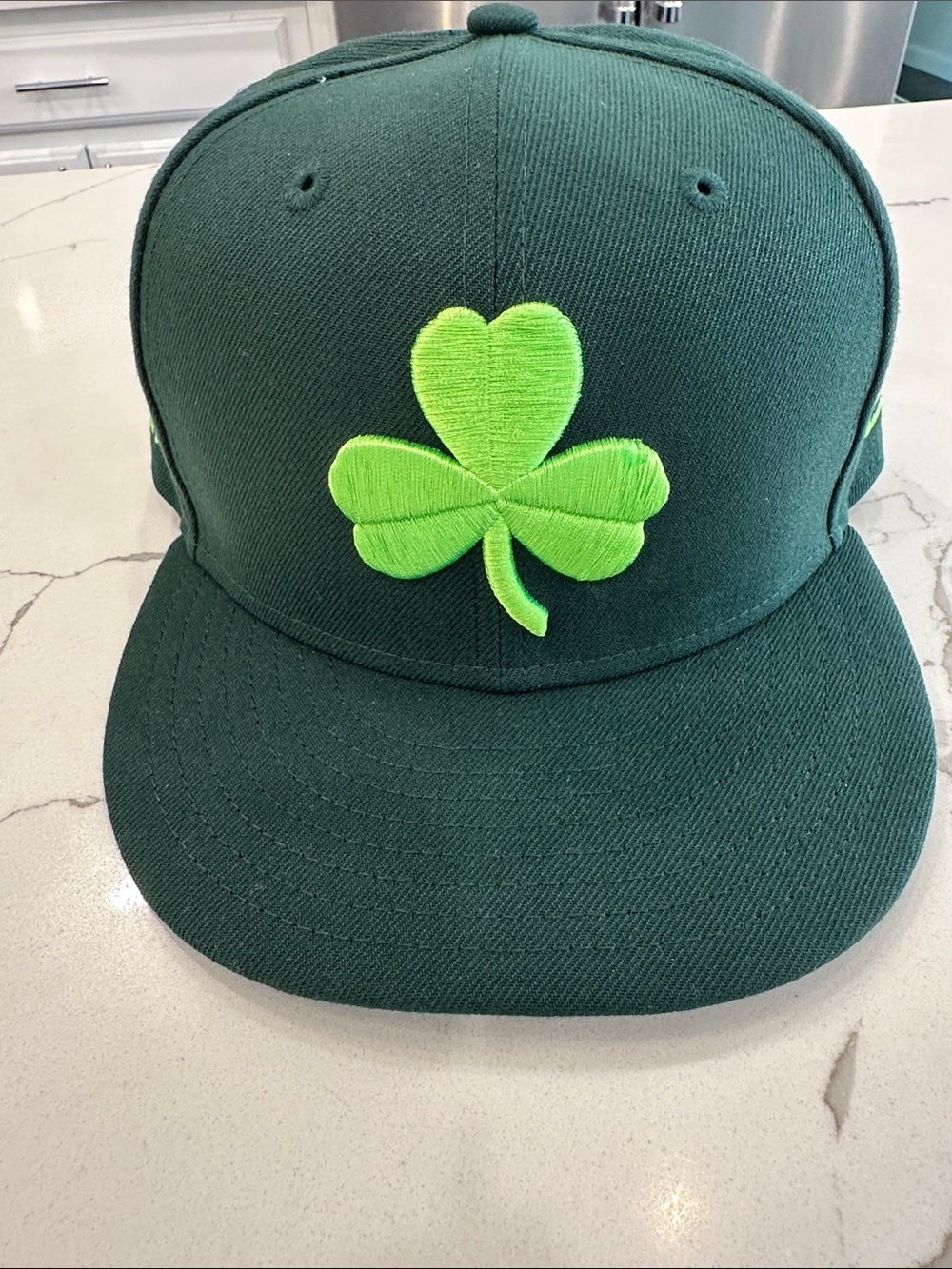 Celtics Baseball Hat with Neon Shamrock